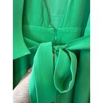 Alexis  Green Silk Cateline Cape Sleeve Midi Dress Size M Formal Elegant Photo 8