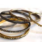 Source Unknown VTG Snazzy 6 Mixed Metal/Design/Crystal Gold/Silver Tone 5" Stackablel Bracelets Photo 2