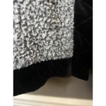 Euro Joy Jacket Womens Medium Gray Sherpa Fleece Full Zip Velvet Trim Boucle Photo 4