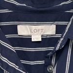 Loft  Navy Blue White Striped Maxi Shirt Dress Sz 8 Photo 1