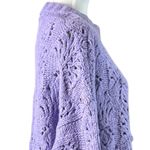Aerie  Sweater Chunky Knit Pointelle Crochet Oversized Purple Women’s Size Small Photo 7