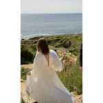 ACLER Wonastow Long Sleeve Pleated Satin Maxi Dress in Ivory Size US 4 White Photo 2