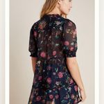 Anthropologie Salzburg Floral Tiered Tunic Top Puff Sleeve Button Front XS Photo 2