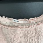 MI AMI Light Pink One Piece Off Shoulder Ruched Shorts Romper Women’s Sz S EUC Photo 2