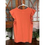 Nation Ltd Paulette Ruffle Sleeve T Shirt Pima Cotton Coral Casual Top Photo 2