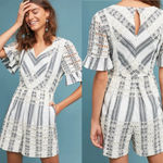 Anthropologie Ett:twa Striped Eyelet Romper Blue White Sz 2 Photo 1