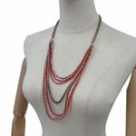 Vera Bradley  Necklace Multi Strand Pink Orange Gold Tone Statement Photo 5