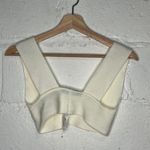 Missguided  Women's Off White Cropped V-Neck Knit Tank Top Size 2/4 Photo 2