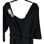 Lane Bryant SZ 22 Wide-Leg Cropped Jumpsuit Square Neck 3/4 Sleeve Belted Black Photo 5