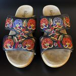 Alegria Linn Black Leather Embroidered Floral Sandals Women's Size 8 US, 38 EU Photo 6
