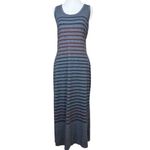 Sundry 1 Maxi Dress Small Blue Striped Racerback Side Slits Sleeveless Photo 1