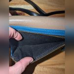 Neiman Marcus  Leather Color Block Wallet Crossbody Brown/Blue Photo 2