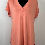Lou & grey Signaturesoft Orange/Peach V-Neck Curve Hem Short Sleeve T-Shirt Photo 0