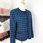 Pendleton Vintage Plaid Blazer Teal Purple Navy Sz 12 Photo 3