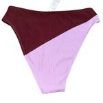 Cupshe  Women's Colorblock High Waist Bikini Bottom Size M Purple Photo 2