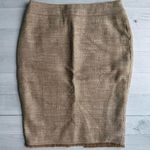 Vintage Escada Silk & Linen Tan Tweed Pencil Skirt with Fringe Detail Size 34 Photo 0