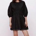ZARA Mini DRESS W/ MATCHING LACE TRIM BALOON SLEEVES Black Size XS NEW Photo 9