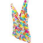 Lands End Swim Dress 16 Floral Tummy Control Surplice Wrap Chlorine Resistant Yellow Photo 2