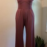 Cider Mauve Purple Ribbed Corset Fitted Sleeveless Wide Leg Jumpsuit Size XL Photo 0