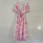 Lulus NWT Lulu’s Ideal Poise Blush Floral Chiffon Backless Tie-Front Midi Dress Photo 1