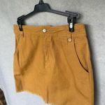 Honey Belle Women's Tan Frayed Hem Mini Skirt Size S Casual Denim Photo 2