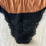 Free People  Intimately Rust and Black Lace Trim Bodysuit Size Large $118 Photo 4