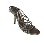 Bebe Metallic Silver Strappy Heeled Sandal Size 9 Photo 8