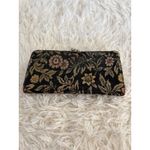 Vintage Baronet Floral Tapestry Clutch Kiss Lock Wallet‎ Black Photo 1