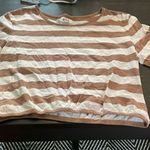 Pact  medium organic cotton shirt. Brown/creme.  Elastic waist and arm cuffs. Photo 0