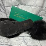 Lauren Lorraine  Black Fur Slide Sandals Photo 3