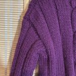 Handmade Vintage Purple Hand Knit Thick Heavy Mock Turtleneck Collar Cable Knit Sweater Photo 12