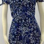 J.Crew Factory Dress 16 Blue Black Cream Floral Faux Wrap A Photo 1