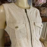 LIZ & CO. ECRU/BEIGE COTTON/LINEN BLEND ZIPPER FRONT UTILITY SHIRT (M) Size M Photo 0