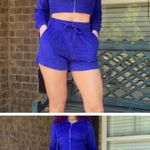 Zenana Outfitters Hoodie Drawstring Short Set. Royal Blue. Large. NWT Photo 5