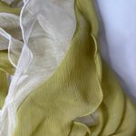 Chiffon Sheer Ruffle Scarf Green Cream Draping Boho Feminine Fairy Boho Photo 2