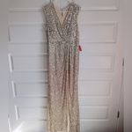 Mac Duggal 5489 Cap Sleeve Sequined High Slit Maxi Gown- NWT Photo 3