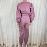 Zenana 2 Pcs Crop Sweatshirt Tracksuit Jogger Pants Set Outfit Active Loungewear Dusty Rose Pink Size XL Photo 4