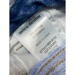 Mica Dehours Stretch Super High Rise Blue Distressed Wide Leg Denim Jeans Sz 24 Photo 5