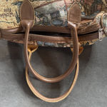 Unique Texas Themed Purse Handbag Tapestry Fabric Leather Handles and Trim Brown Photo 9