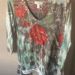 Dress Barn FINAL MARKDOWN  Women's Floral V-Neck Blouse - medium Photo 0