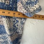 Cape Isle Knitters Blue Patterned Knit Crochet Tunic Top Coverup M Artsy Coastal Size M Photo 5