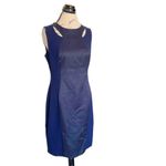 Cache  Dress  Womens Sleeveless Blue Textured Sheath Open Back Date Night Sz 12 Photo 2
