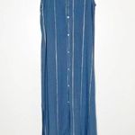 Bella Dahl  Chambray Striped Button Down Dress Women's Sleeveless White Blue S Photo 1