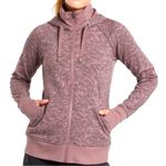 Athleta Triumph Printed Hoodie in Smoked Almond Brown Lynx Purple Print, Small Photo 0