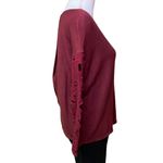 American Eagle WOMEN’S 𝅺 maroon split open back crochet sleeve sweatshirt Photo 3