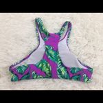Bongo High Scoop Neck Racerback Purple Palm Leaves Bikini Top Swimsuit Medium Photo 2