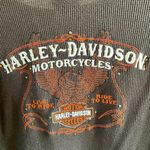 Harley Davidson Vintage Motorcycles Embroidered Thermal Shirt in Chocolate Brown/Burnt Orange Photo 5