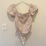 Free People  INTIMATELY Bella‎ Floral Bodysuit Size Medium Ruched Puff Sleeves Photo 5