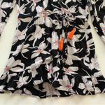 Blue Island  Black & White Surplice Floral Tropical Long Sleeve Mini Dress Small Photo 5