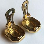 Vintage Two Tone Silver Tone & Gold Tone Retro Clip On Earrings Photo 5